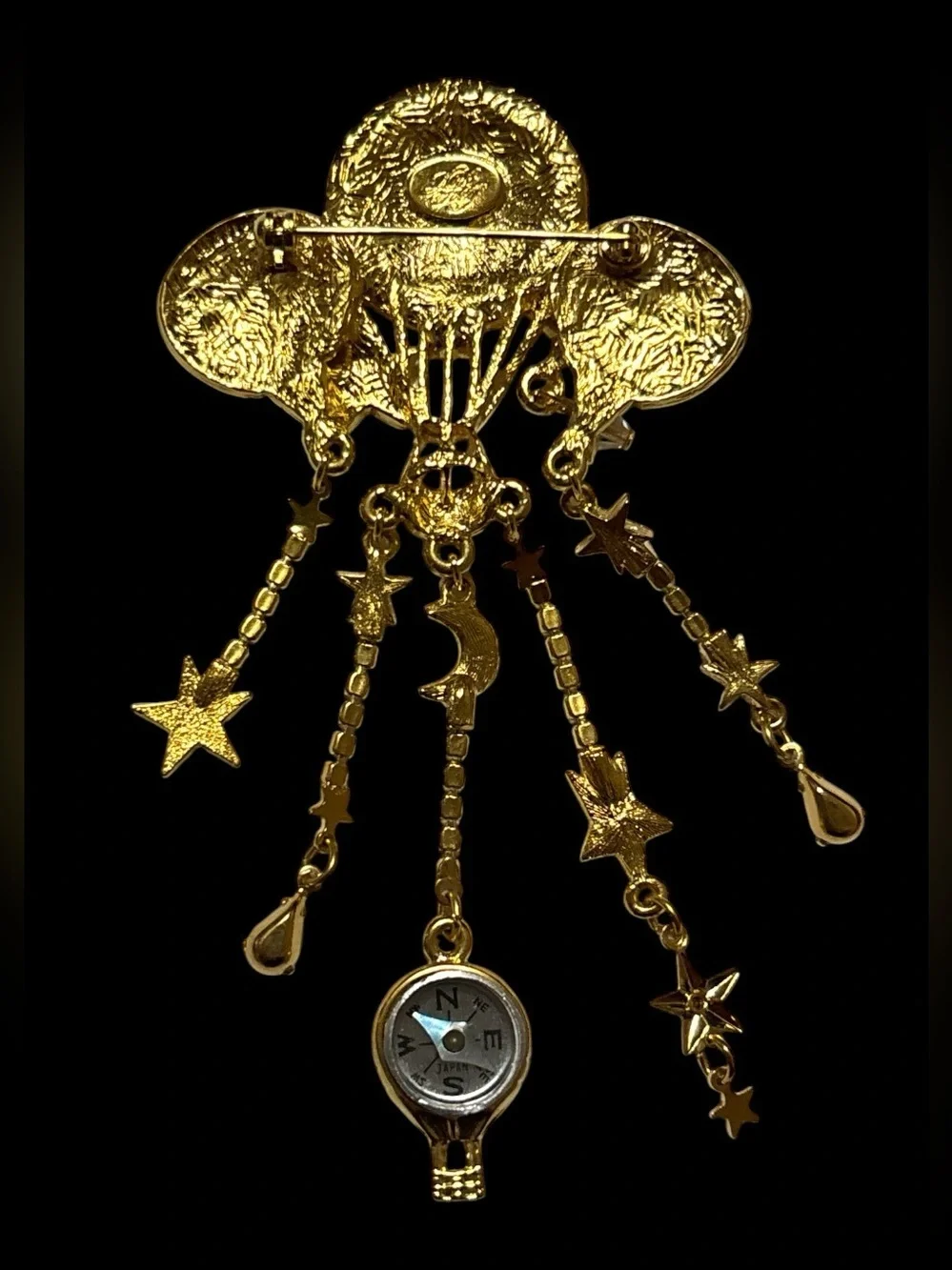 Kirk’s Folly Hot Air Balloon Star & Moon Dangle Brooch